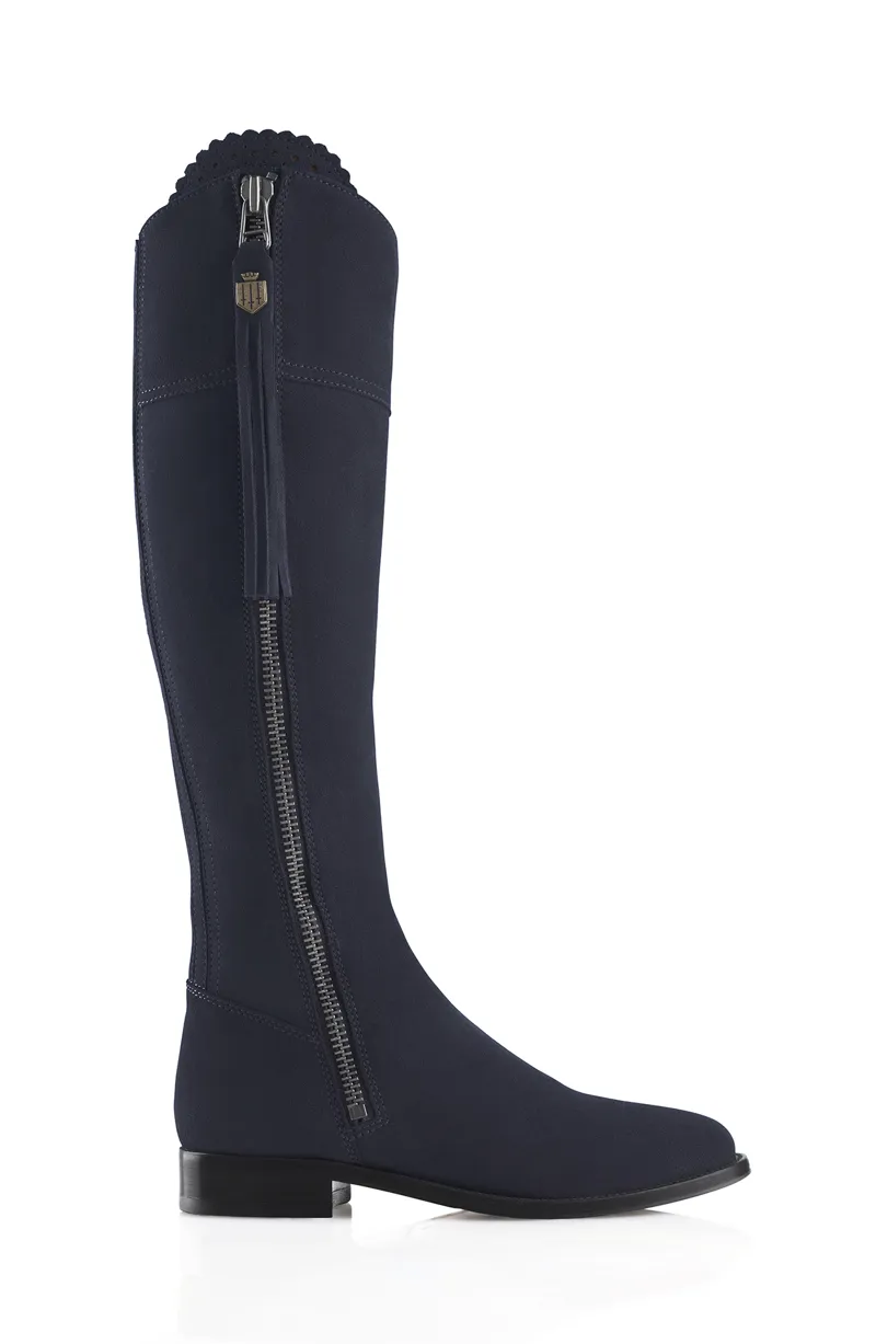 Fairfax and Favor Regina Flat Boots Navy Suede-1
